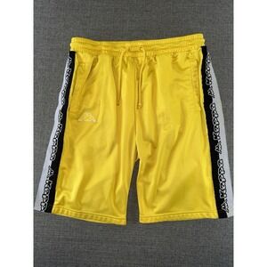Kappa Banda Logo‎ Athletic Shorts Yellow Black White Side Tape Men's Size Large